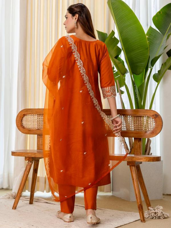VP 9817 R Embroidred Kurta Sets with Sequins Work Women Suits